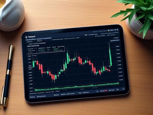 Student studying financial charts on a modern tablet
