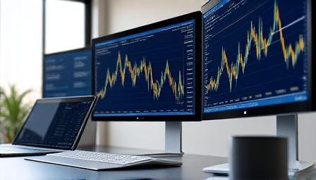 Global financial market data on professional trading monitors